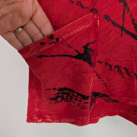 Jess Jane Tunic Top Tee L Red Artsy Flowy Lagenlook Pocket Abstract Maximalist - Picture 3 of 9